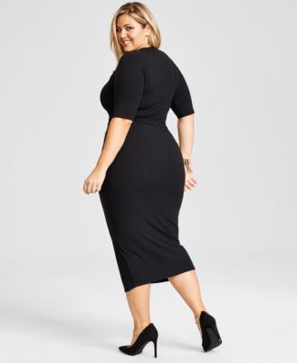 Nina Parker Trendy Plus Size Ribbed Midi Dress, Created for Macy's