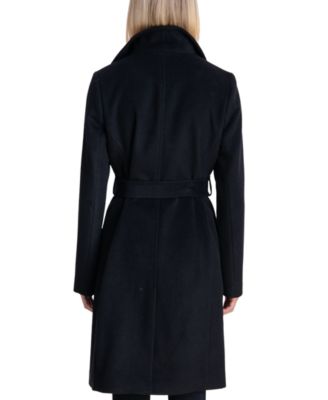 michael michael kors asymmetrical wrap wool blend belted coat