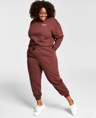 Nina Parker - Trendy Plus Size French Terry Pull-On Jogger Pants