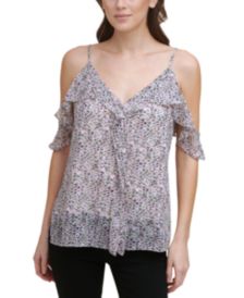 Cold-Shoulder Ruffled Top