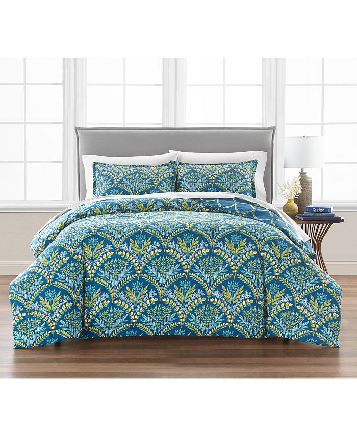 Martha Stewart Collection Scallop Foliage 3 Pc Comforter Set, Full