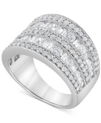 Macy's Diamond Multirow Statement Ring (2 ct. t.w.) in 14k White Gold ...