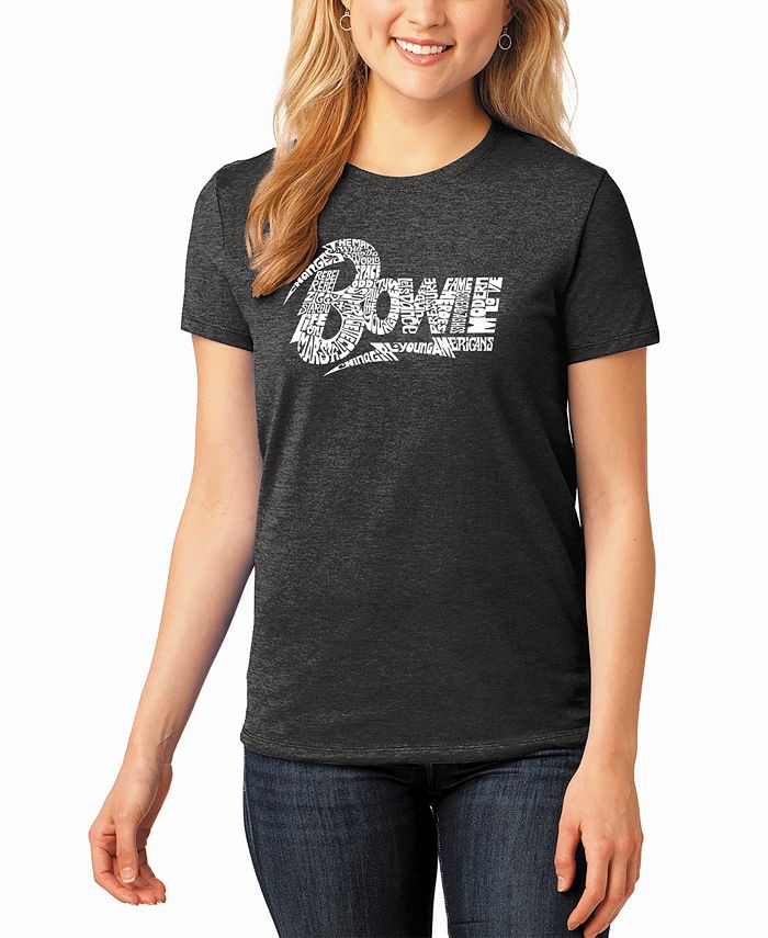 LA Pop Art Women's David Bowie Logo Premium Blend Word Art T-shirt - Macy's