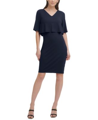 dkny cape overlay dress