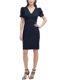 Puff-Sleeve Sheath Dress