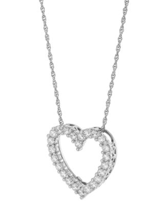 Cubic Zirconia Heart Pendant Necklace in Sterling Silver