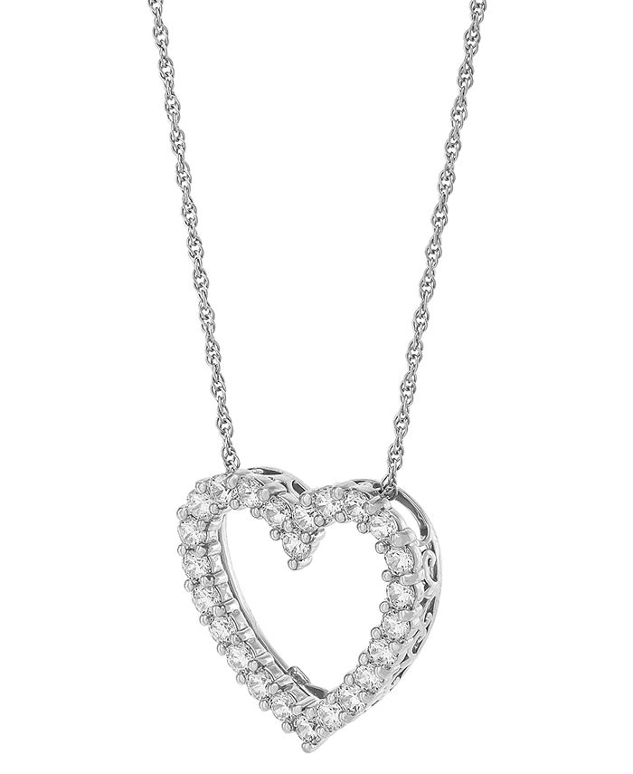 Arabella Cubic Zirconia Heart Pendant Necklace in Sterling Silver - Macy's