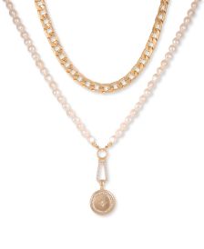 Gold-Tone 2-Pc. Set Imitation Pearl & Crystal Layered Necklaces