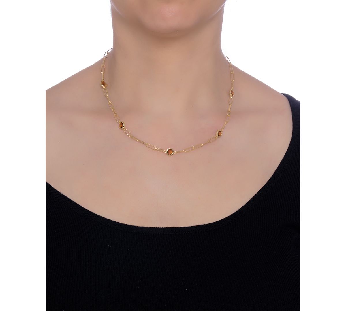 Swiss Blue Topaz Paperclip Link Statement Necklace (4 ct. t.w.) in Sterling Silver (Also in Amethyst & - Citrine
