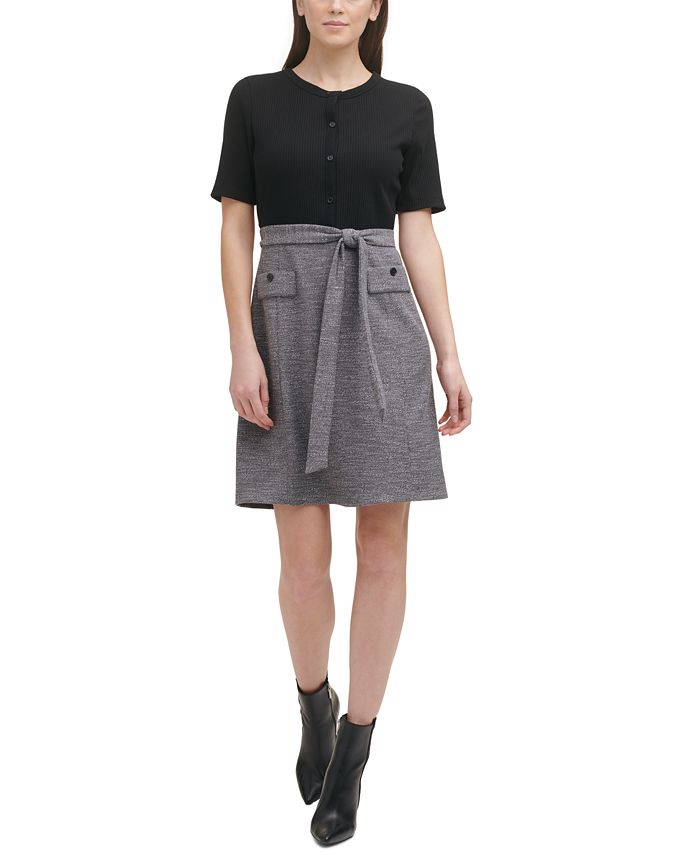 DKNY Belted Colorblocked Dress Macy's