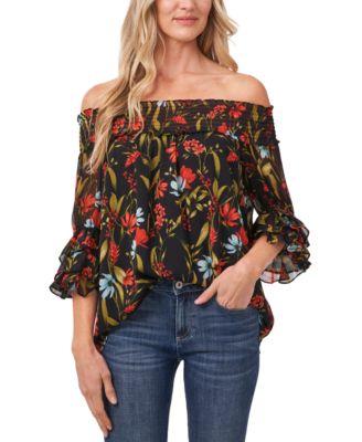CeCe - Garden Flora Off-The-Shoulder Top