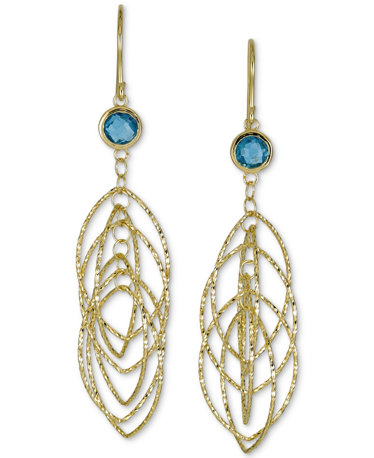 Amethyst Bezel Spiral Drop Earrings (1-5/8 ct. t.w.) in 14k Gold-Plated Sterling Silver (Also in Onyx & - Sky Blue Topaz