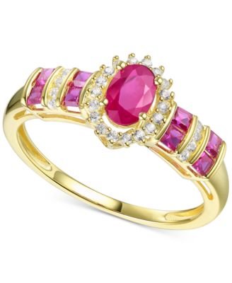 Sapphire (1 ct. t.w.) & Diamond (1/8 ct. t.w.) Ring (Also in Emerald & Ruby) in 14k Gold