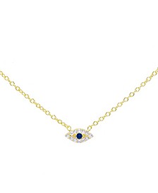 Pave Evil Eye Necklace in 14k Gold Plated Over Sterling Silver