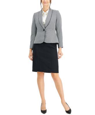 Le Suit Houndstooth Skirt Suit, Regular 