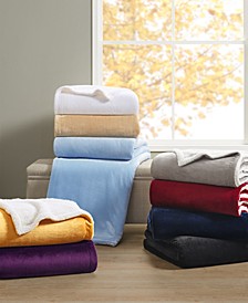 Sherpa Plush Blankets, Created for Macy's