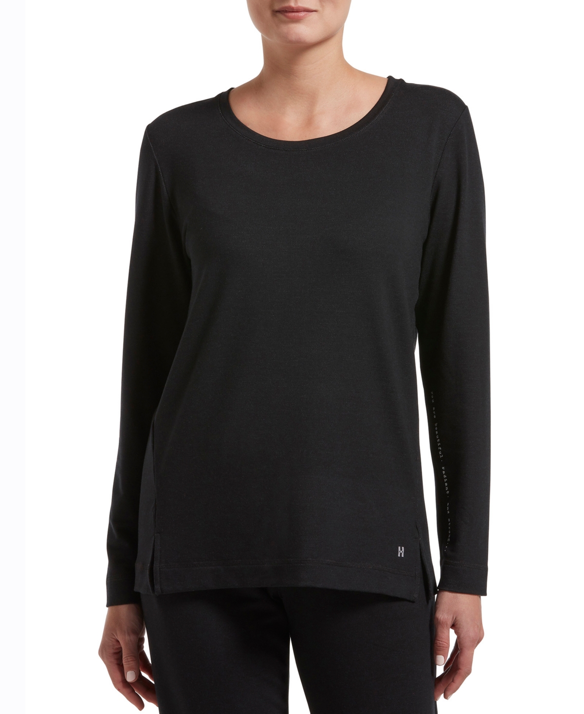 Hue Solid Long Sleeve Lounge T-shirt In Black