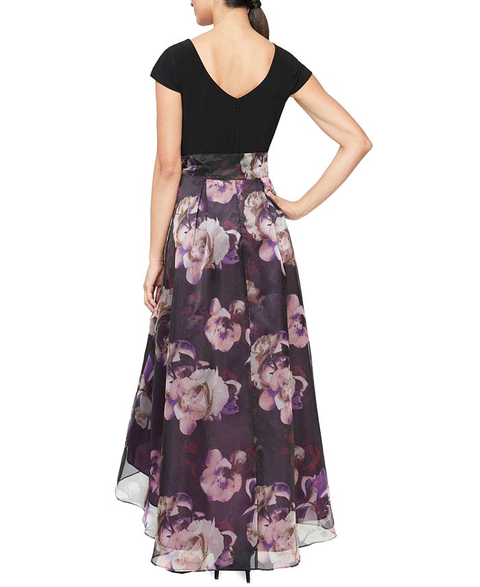 SL Fashions High-Low Printed-Skirt Dress - Macy's