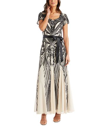 R & M Richards Sequined Belted Dress - Macy's