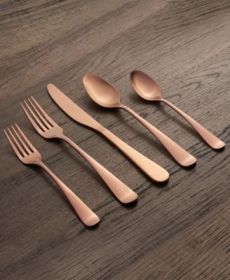Rhiannon Copper Satin 20-Piece Flatware Set, Service for 4