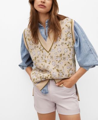 MANGO Women's Floral-Print Knitted Vest - Macy's