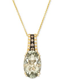 Mint Julep Quartz (3-7/8 ct. t.w.) & Diamond (1/8 ct. t.w.) 18" Pendant Necklace in 14k Gold