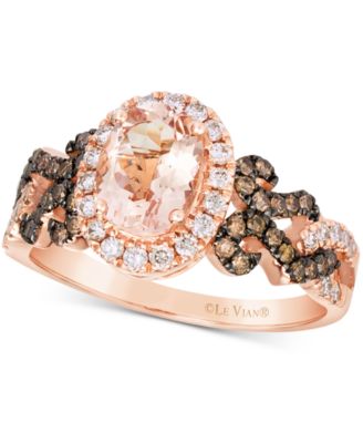 Le Vian - Peach Morganite (7/8 ct. t.w.) & Diamond (1/2 ct. t.w.) Ring in 14k Rose Gold