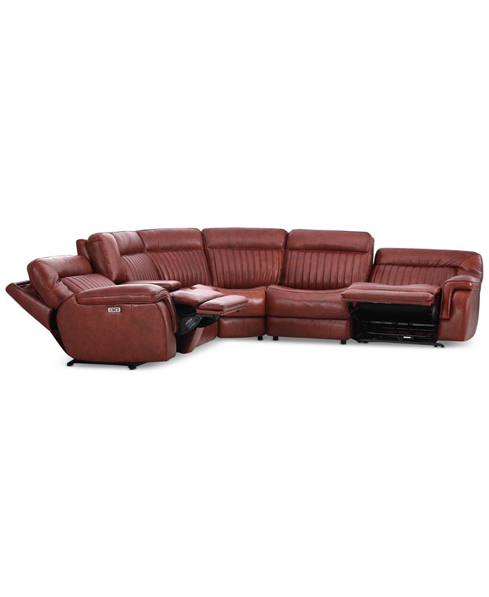 Furniture - Thaniel 6-Pc. Leather Sectional with 2 Power Recliners and 1 USB Console