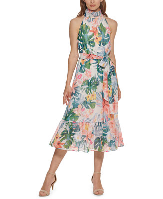 Eliza J Floral-Print Midi Dress - Macy's