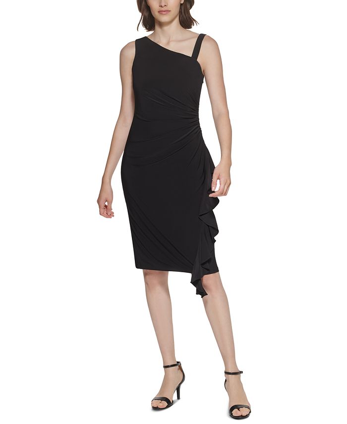 Vince camuto asymmetrical neck sheath dress clearance