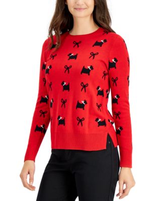 Charter Club Petite Scottie Dog Bow Print Sweater Created for Macy s Macy s