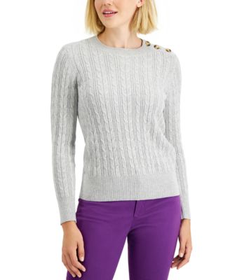 Charter Club Button-Shoulder Sweater 