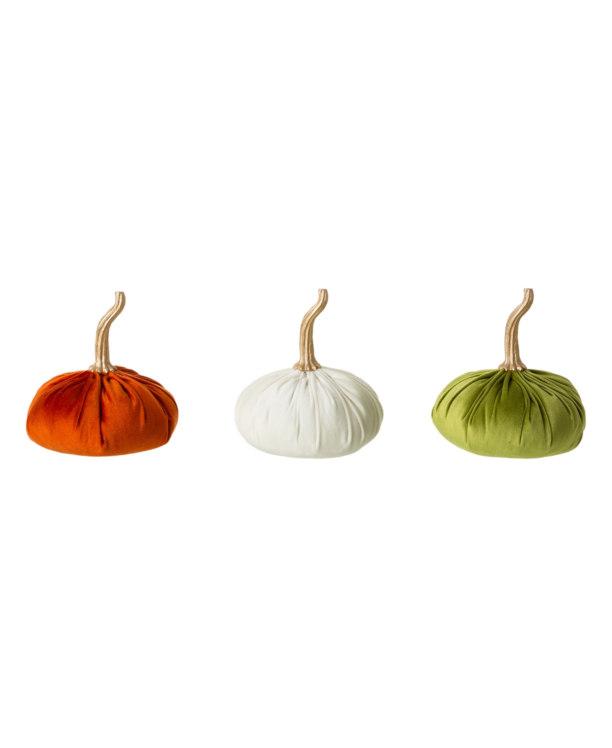 Glitzhome Set Of 3 Velvet-textured Pumpkins In Multi