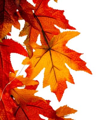 6' L Fall Lighted Maple Leaves Garland