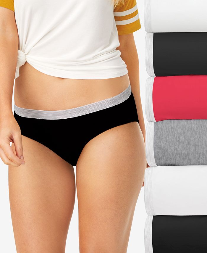 Hanes Women's Ribbed Cotton Brief Underwear, 6-Pack - Walmart
