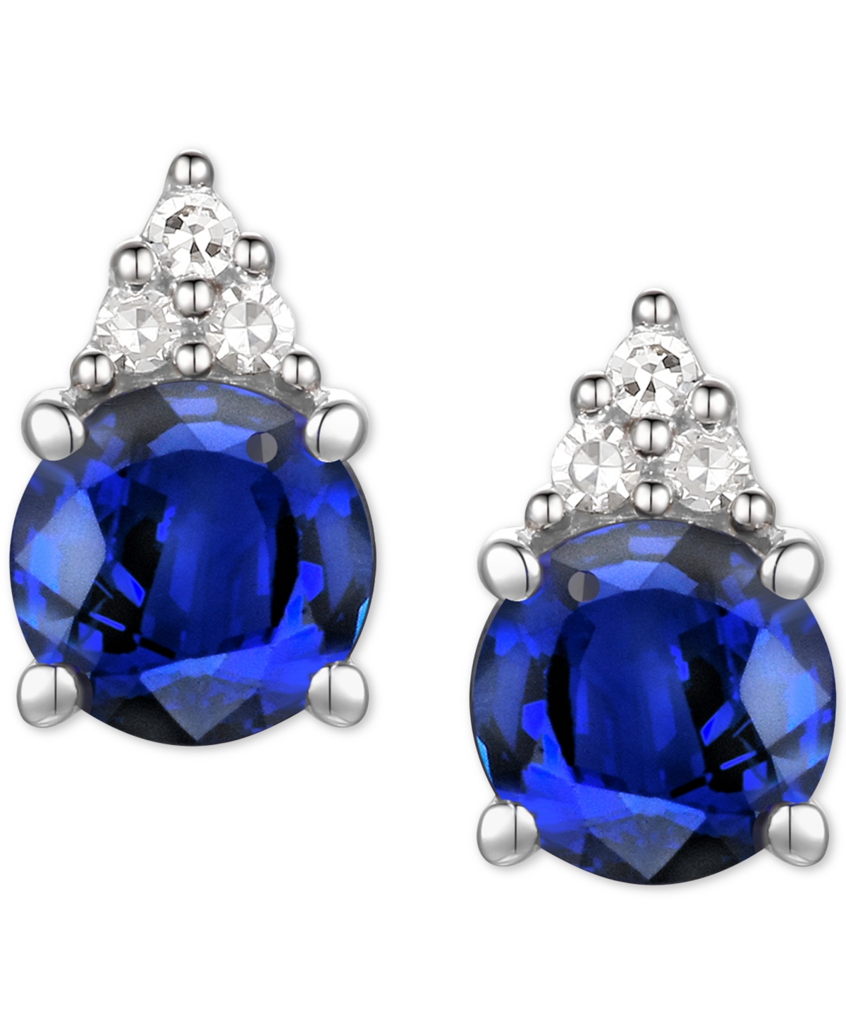 Macy's Sapphire (7/8 Ct. T.w.) & Diamond Accent Stud Earrings In 14k Yellow Gold (also In Emerald, Ruby, Mo In Sapphire,white Gold