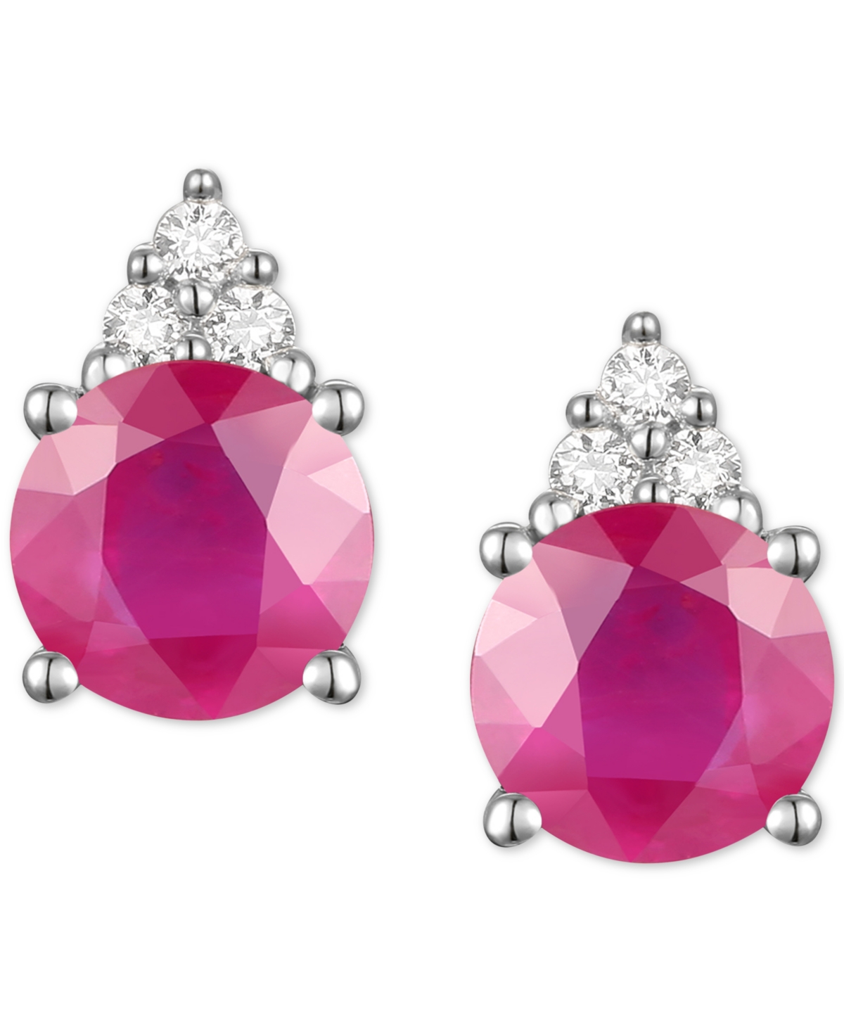 Macy's Sapphire (7/8 Ct. T.w.) & Diamond Accent Stud Earrings In 14k Yellow Gold (also In Emerald, Ruby, Mo In Ruby,white Gold