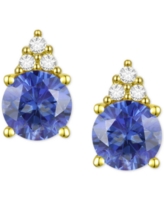 Sapphire (7/8 ct. t.w.) & Diamond Accent Stud Earrings in 14k Yellow Gold (Also in Emerald, Ruby, Morganite & Tanzanite) - Tanz