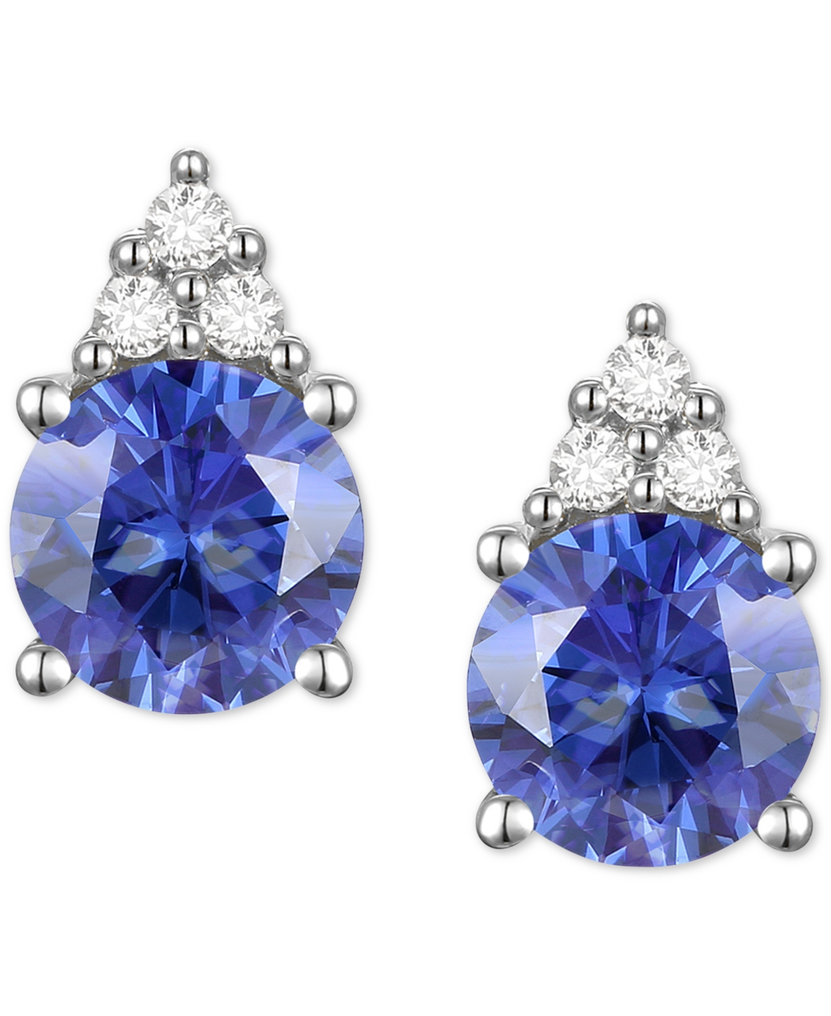 Macy's Sapphire (7/8 Ct. T.w.) & Diamond Accent Stud Earrings In 14k Yellow Gold (also In Emerald, Ruby, Mo In Tanzanite,white Gold