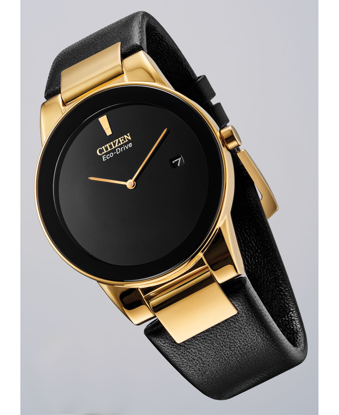 Мужские часы Citizen Eco-Drive Axiom Black Leather Strap Watch 40mm — фото 3