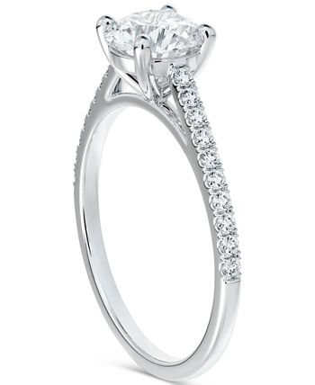 De Beers Forevermark - Diamond Round-Cut Cathedral Solitaire & Pav&eacute; Engagement Ring (7/8 ct. t.w.)