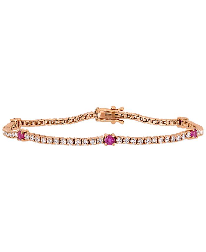Macy's - Ruby (3/4 ct. t.w.) & Diamond (1-3/4 ct. t.w.) Link Bracelet in 14k Rose Gold