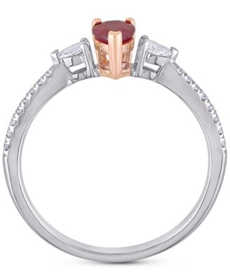 Ruby (1/4 ct. t.w.) & Diamond (1/4 ct. t.w.) Ring in 14k Rose & White Gold