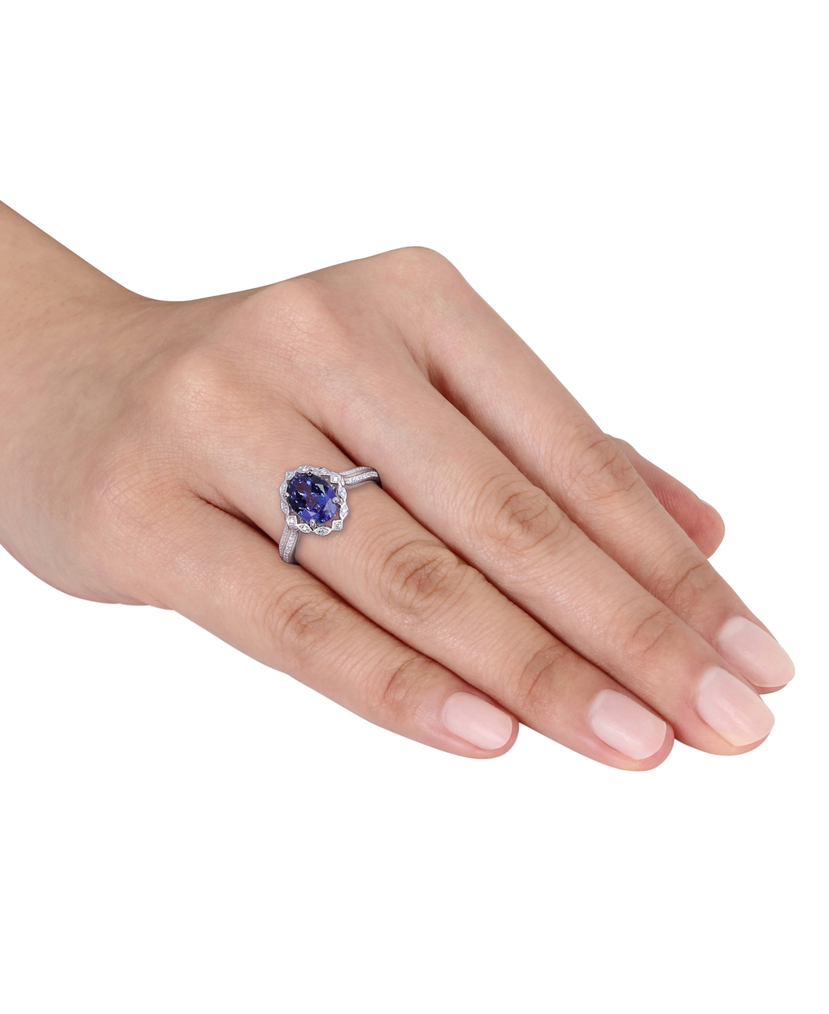 (1-4/5 ct. t.w.) & Diamond (1/6 ct. t.w.) Statement Ring in 14k White Gold - Tanzanite