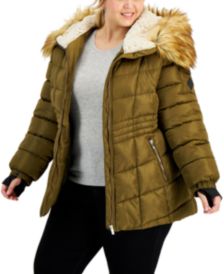 Trendy Plus Size Faux-Fur-Trim Hooded Puffer Coat