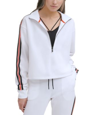 DKNY - Women's Striped-Trim Half-Zip Pullover