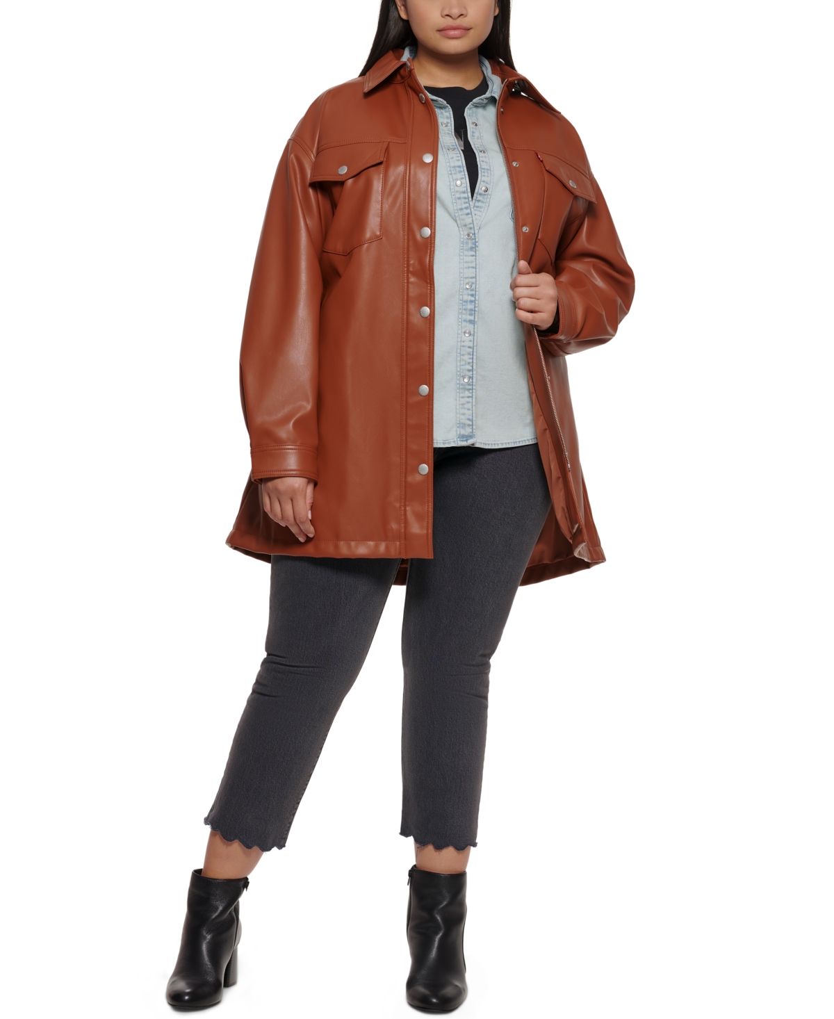 Levi's Trendy Plus Size Belted Jacket In Camel