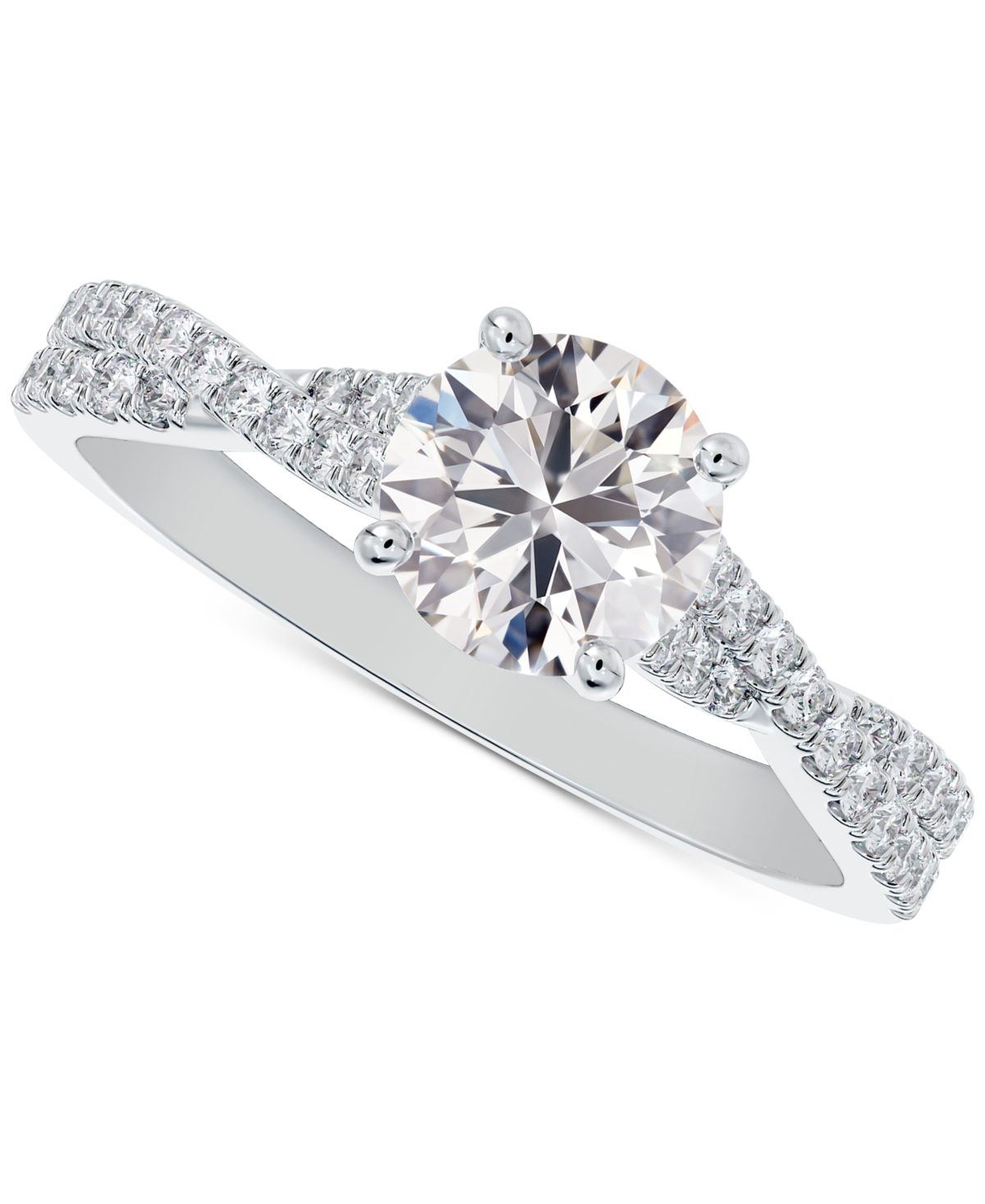 Portfolio by De Beers Forevermark Diamond Round-Cut Twisted Pave Engagement Ring (7/8 ct. t.w.) in 14k White Gold - White Gold