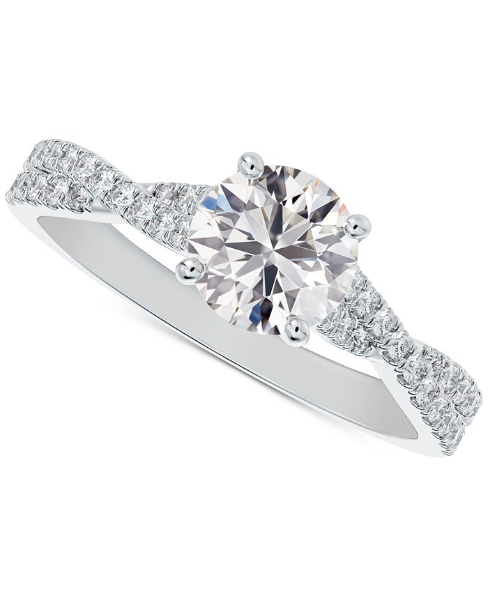 De Beers Forevermark - Diamond Round-Cut Twisted Pav&eacute; Engagement Ring (7/8 ct. t.w.) in 14k White Gold