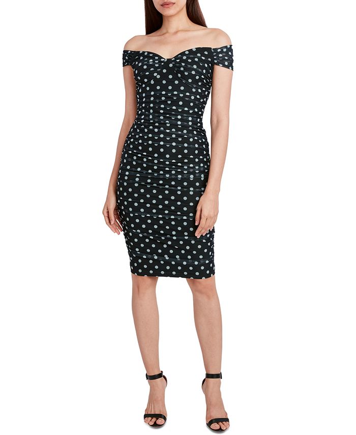 BCBGMAXAZRIA Sweetheart Off the Shoulder Mesh Dot Dress Macy s